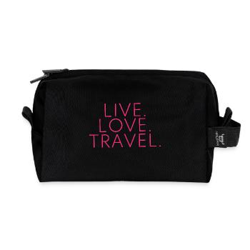 Live Love Travel Design Reisen Reise - Recycelte Kulturtasche - Schwarz - Vorne