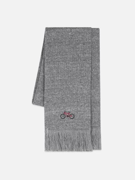 Mountainbike bestickt - Strickschal - Grau meliert