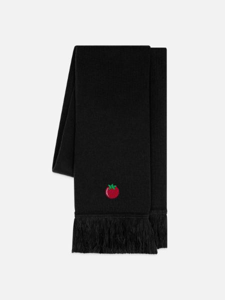 Tomate bestickt - Strickschal - Schwarz