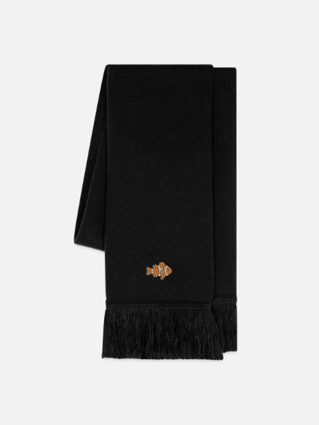 Clownfisch bestickt - Strickschal - Schwarz