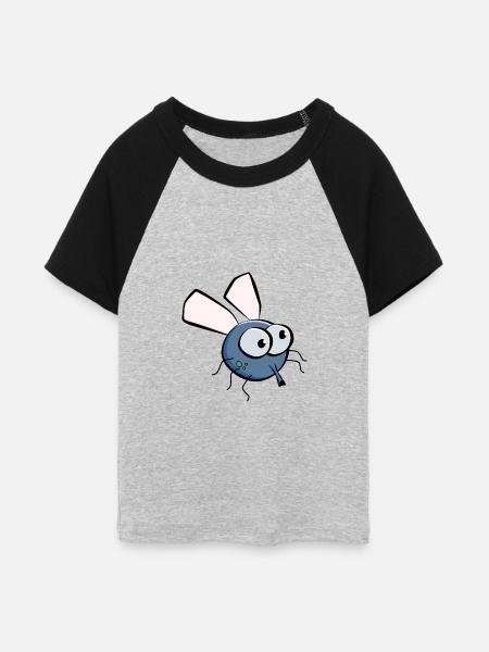 Fliege - Frauen Cropped Baseball T-Shirt - Grau meliert/Schwarz