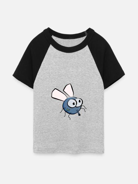 Fliege - Frauen Cropped Baseball T-Shirt - Grau meliert/Schwarz