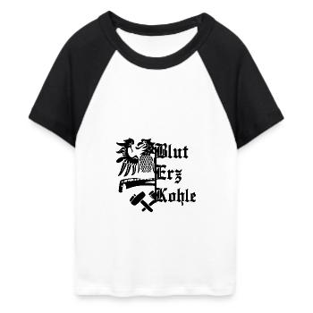 Blut Erz Kohle - Frauen Cropped Baseball T-Shirt - Weiß/Schwarz - Vorne