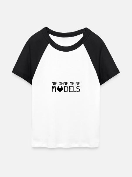Nie ohne meine Mädels - Frauen Cropped Baseball T-Shirt - Weiß/Schwarz