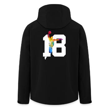 NUMBER 18 BASKETBALL 18TH BIRTHDAY - Men’s Recycled Softshell Jacket by Stanley/Stella - black - Back - AI Model Male 185 light (185cm)