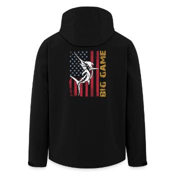 Marlin sauteur avec drapeau américain Pêche en haute mer - Veste softshell homme en polyester recyclé Stanley/Stella - noir - Dos - AI Model Male 185 light (185cm)