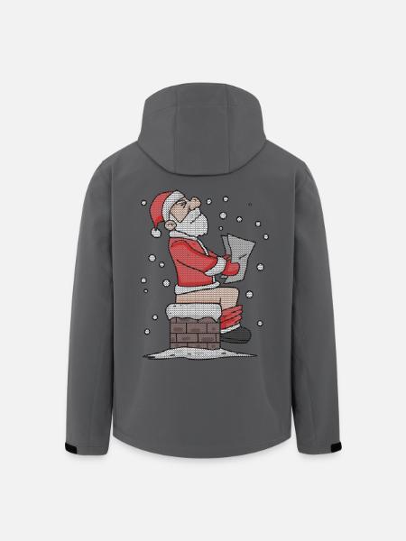 Père Noël assis sur la cheminée drôle - Veste softshell homme en polyester recyclé Stanley/Stella - noir