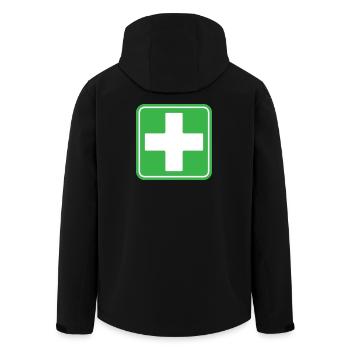 First Aid Medical Cross Sicherheitssymbol Vektor-Symbol - Recycelte Männer Softshell-Jacke von Stanley/Stella - Schwarz - Hinten - AI Model Male 185 light (185cm)
