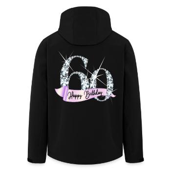 Happy Birthday 60th Birthday Gift Diamond Glamour - Men’s Recycled Softshell Jacket by Stanley/Stella - black - Back - AI Model Male 185 light (185cm)