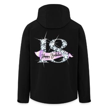 Happy Birthday 18th Birthday Gift Diamond Glamour - Men’s Recycled Softshell Jacket by Stanley/Stella - black - Back - AI Model Male 185 light (185cm)