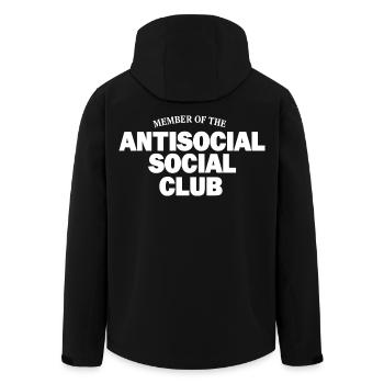 Antisocial Social Club Saying - Men’s Recycled Softshell Jacket by Stanley/Stella - black - Back - AI Model Male 185 light (185cm)