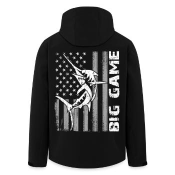 Marlin sauteur avec drapeau américain Pêche en haute mer - Veste softshell homme en polyester recyclé Stanley/Stella - noir - Dos - AI Model Male 185 light (185cm)