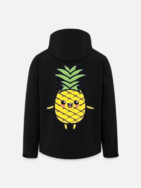Cheerful Pineapple Cartoon Charm - Men’s Recycled Softshell Jacket by Stanley/Stella - black