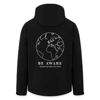 World map outline - Men’s Recycled Softshell Jacket by Stanley/Stella - black - Back - AI Model Male 185 light (185cm)