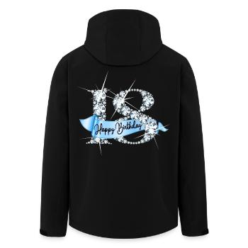 Happy Birthday 18th Birthday Gift Diamond Glamour - Men’s Recycled Softshell Jacket by Stanley/Stella - black - Back - AI Model Male 185 light (185cm)