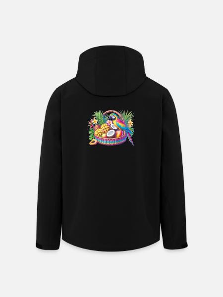 Obstkorb mit Papagei - Recycelte Männer Softshell-Jacke von Stanley/Stella - Schwarz