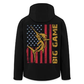 Marlin sauteur avec drapeau américain Pêche en haute mer - Veste softshell homme en polyester recyclé Stanley/Stella - noir - Dos - AI Model Male 185 light (185cm)