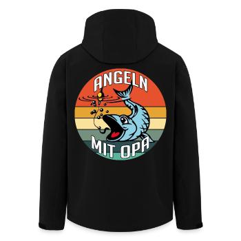 Angeln mit Opa ist am schönsten - Recycelte Männer Softshell-Jacke von Stanley/Stella - Schwarz - Hinten - AI Model Male 185 light (185cm)