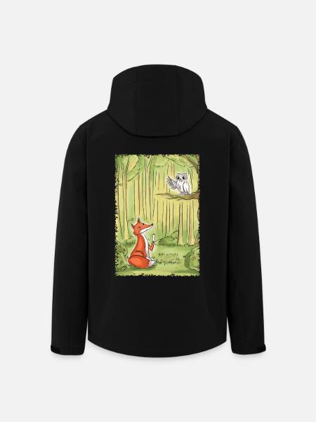 Waldgespräch: Fuchs und Eule - Recycelte Männer Softshell-Jacke von Stanley/Stella - Schwarz