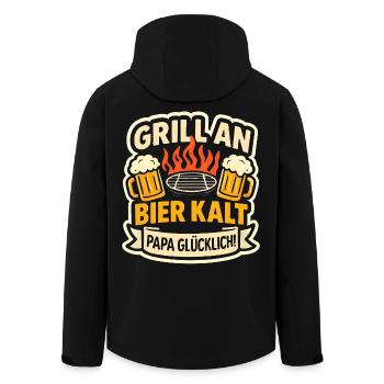 Grill Papa Bier Kalt Warm - Recycelte Männer Softshell-Jacke von Stanley/Stella - Schwarz - Hinten - AI Model Male 185 light (185cm)