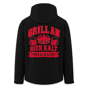 Grill Papa Bier Kalt - Recycelte Männer Softshell-Jacke von Stanley/Stella - Schwarz - Hinten - AI Model Male 185 light (185cm)