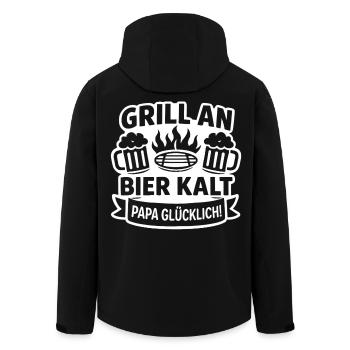 Grill Papa Bier Kalt - Recycelte Männer Softshell-Jacke von Stanley/Stella - Schwarz - Hinten - AI Model Male 185 light (185cm)