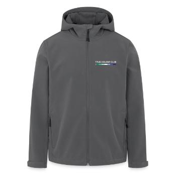 TRUE COLOUR CLUB – Gay Men Pride Colour Bar - Recycelte Männer Softshell-Jacke von Stanley/Stella - Anthrazit - Vorne - AI Model Male 185 light (185cm)