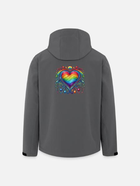 Rainbow Heart - Men’s Recycled Softshell Jacket by Stanley/Stella - anthracite