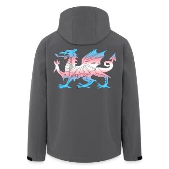 Wales Trans Flagge, Baner Trans Cymru, Transgender - Recycelte Männer Softshell-Jacke von Stanley/Stella - Anthrazit - Hinten - AI Model Male 185 light (185cm)