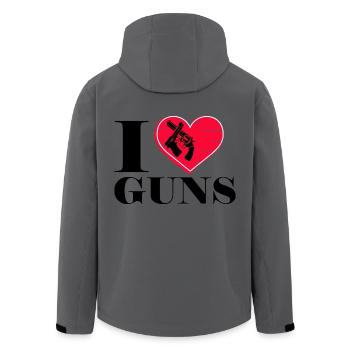 I love Guns - Herz mit Revolver Sportschützen - Recycelte Männer Softshell-Jacke von Stanley/Stella - Anthrazit - Hinten - AI Model Male 185 light (185cm)