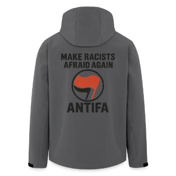 Antifa - Make Racists Afraid Again - Recycelte Männer Softshell-Jacke von Stanley/Stella - Anthrazit - Hinten - AI Model Male 185 light (185cm)