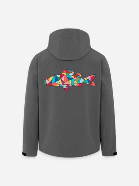 Zander Angler Fischen Herren Kinder Fische Angeln - Recycelte Männer Softshell-Jacke von Stanley/Stella - Anthrazit