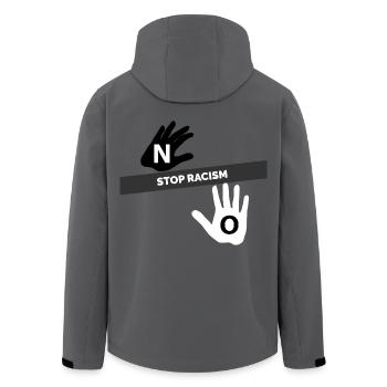 Sag nein zu Rassismus T-Shirt - Recycelte Männer Softshell-Jacke von Stanley/Stella - Anthrazit - Hinten - AI Model Male 185 light (185cm)