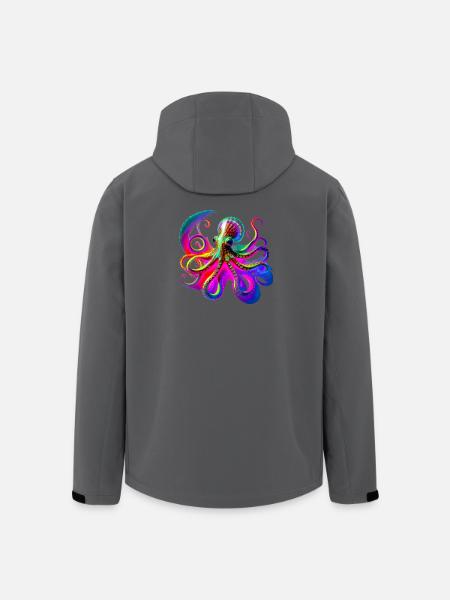 Psychedelic Neon Octopus - Men’s Recycled Softshell Jacket by Stanley/Stella - anthracite