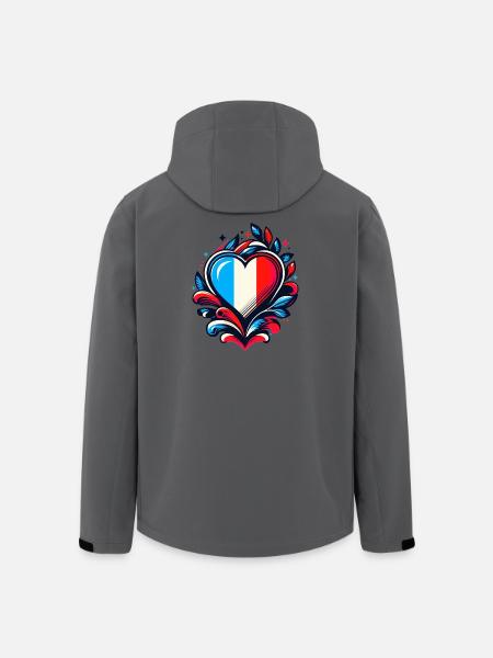 Heart French Flag - Men’s Recycled Softshell Jacket by Stanley/Stella - anthracite
