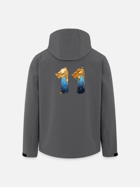NEJ. 11 NUMMER 11 SEJ 11 ÅRS FØDSELSDAG - Stanley/Stella herre softshelljakke i genanvendt polyester - charcoal