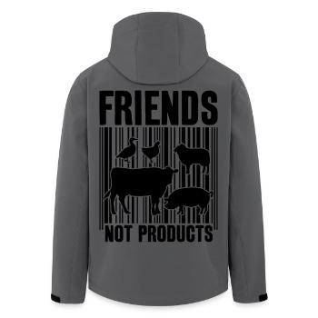 VEGAN FRIENDS NOT FOOD BARCODE - Men’s Recycled Softshell Jacket by Stanley/Stella - anthracite - Back - AI Model Male 185 light (185cm)
