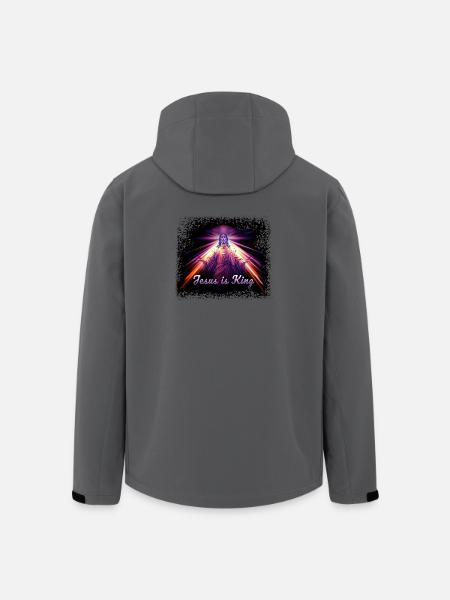 "Jesus is King" , Jesus Image violett/pink - Recycelte Männer Softshell-Jacke von Stanley/Stella - Anthrazit