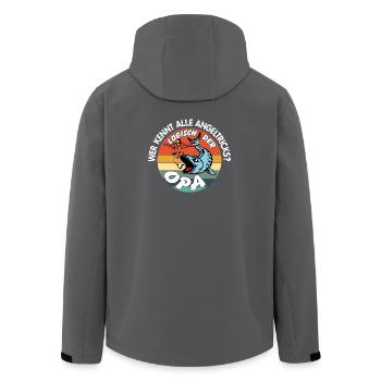 Opa mit Opa. Opa kennt alle Angeltricks - Recycelte Männer Softshell-Jacke von Stanley/Stella - Anthrazit - Hinten - AI Model Male 185 light (185cm)