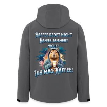 Kaffee redet nicht lustiger Kaffee Spruch - Recycelte Männer Softshell-Jacke von Stanley/Stella - Anthrazit - Hinten - AI Model Male 185 light (185cm)