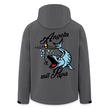 Angeln mit Papa. Ein Angeltag mit Papa - Recycelte Männer Softshell-Jacke von Stanley/Stella - Anthrazit - Hinten - AI Model Male 185 light (185cm)