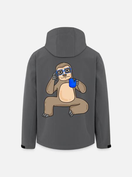 Sloth with glasses and coffee - Men’s Recycled Softshell Jacket by Stanley/Stella - anthracite