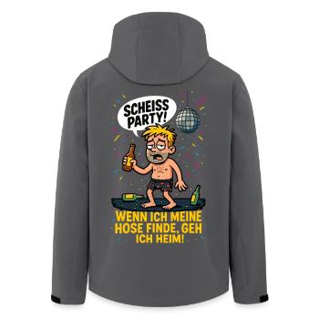 Scheiß Party –Wenn ich meine Hose finde, geh ich! - Recycelte Männer Softshell-Jacke von Stanley/Stella - Anthrazit - Hinten - AI Model Male 185 light (185cm)