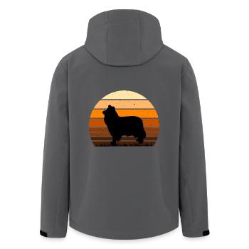 Collie Rauer Hund Liebhaber Silhouette Vintage Sonnenuntergang - Recycelte Männer Softshell-Jacke von Stanley/Stella - Anthrazit - Hinten - AI Model Male 185 light (185cm)