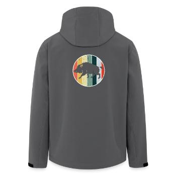 Wildschwein Retro Vintage Silhouette Keiler - Recycelte Männer Softshell-Jacke von Stanley/Stella - Anthrazit - Hinten - AI Model Male 185 light (185cm)