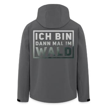 Ich bin dann mal im Wald - Recycelte Männer Softshell-Jacke von Stanley/Stella - Anthrazit - Hinten - AI Model Male 185 light (185cm)