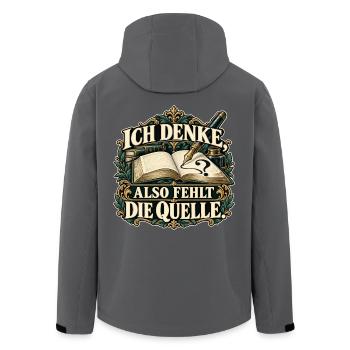 Ich denke, also fehlt die Quelle - Recycelte Männer Softshell-Jacke von Stanley/Stella - Anthrazit - Hinten - AI Model Male 185 light (185cm)