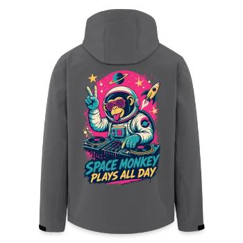 Affen-DJ im Weltraum – Space Monkey Plays All Day - Recycelte Männer Softshell-Jacke von Stanley/Stella - Anthrazit - Hinten - AI Model Male 185 light (185cm)