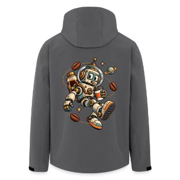 Orbit-Espresso – Kaffeeroboter im All - Recycelte Männer Softshell-Jacke von Stanley/Stella - Anthrazit - Hinten - AI Model Male 185 light (185cm)