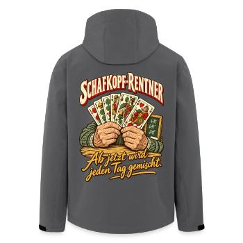 Schafkopf-Rentner Jeden Tag mischen - Recycelte Männer Softshell-Jacke von Stanley/Stella - Anthrazit - Hinten - AI Model Male 185 light (185cm)